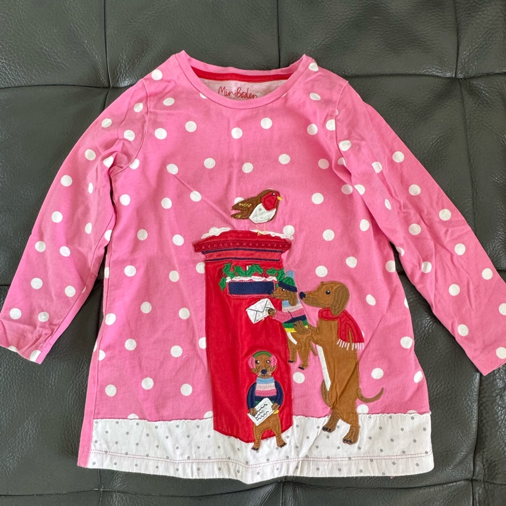 Mini Boden Girls Tunic- Polka Dot Long Sleeve Shirt